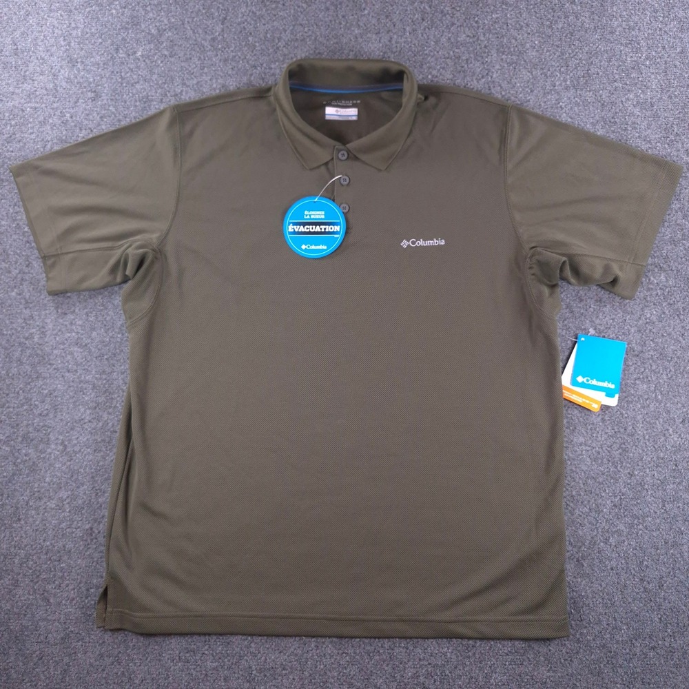 Columbia Mens City Voyager Polo Shirt XL Olive Green Omni-Shade Wicking XM6449